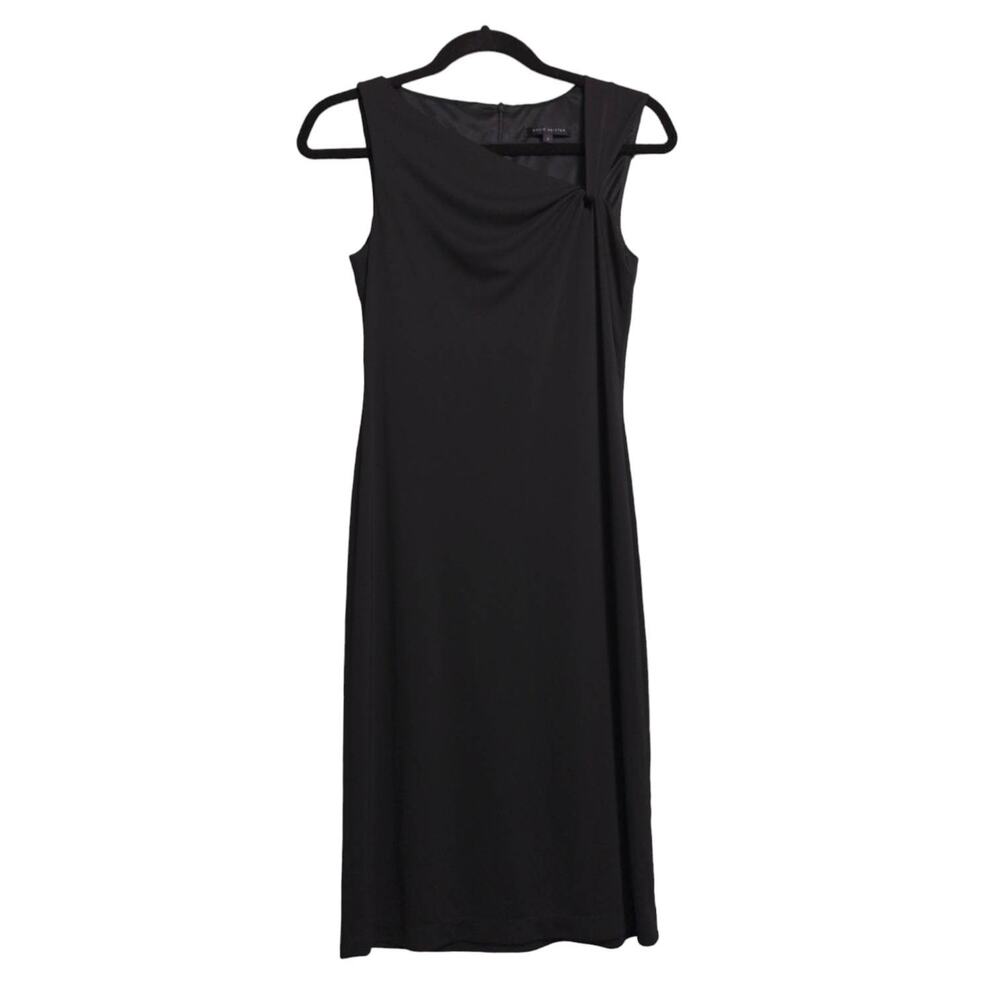 David Meister Womens Sheath Dress Black Sleeveless Knee Length Minimalist LBD 4